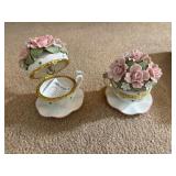 Rose Tea Cup Musical Trinket Boxes