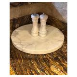 Marble cutting board and salt and pepper shakers