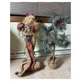 Primitive Christmas Santa & Tree