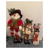 2 stand up snowmen decor & sled