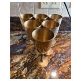 Vintage brass metal wine goblets