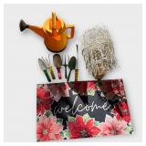 Welcome Mat ï¿½ Watering Can ï¿½ Tool Lot