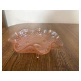 Pink fluted, depression, glass candy dish