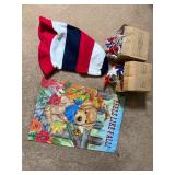 Red white blue string lights & hat plus flag