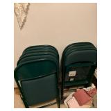 8 Green folding padded chairs