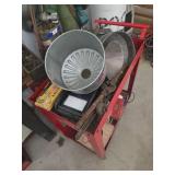Tool Cart With Funnels, Vise, Meter, And Tools