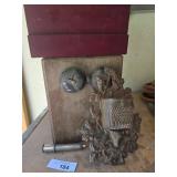 Cast Metal Desk Bell and Vintage Items