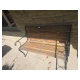 Wood And Metal Slat Outdoor Bench