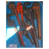 Pipe Wrenches, Metal, 9 Pieces