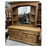 Wooden Dresser and Mirror