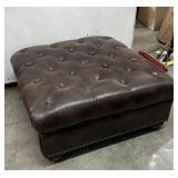 Brown Leather Nail Head Ottoman Floor Model DOES
