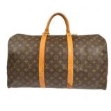 LOUIS VUITTON KEEPALL 50 BROWN MONOGRAM TRAVEL BAG