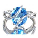 Oval 3.88 ct Blue Topaz Designer Ring