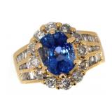18k Gold 7.35 ct GIA Oval Sapphire & Diamond Ring
