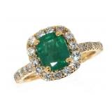 14k Gold 2.29 ct GIA Emerald & Diamond Ring