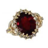 14k Gold 7.08 ct Oval Ruby & Diamond Ring