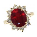 14k Gold 5.74 ct Oval Ruby & Diamond Ring
