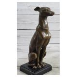 BRONZE GUARDIAN DOG STATUE ON MARBLE BASE