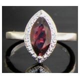 Marquise Cut 2.22 ct Natural Garnet & Diamond Ring