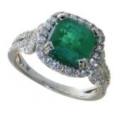 14kt Gold 3.12 ct Natural Emerald & Diamond Ring