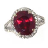 14k Gold 6.79 ct Oval Ruby & Diamond Ring