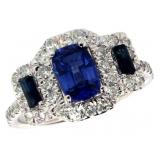 14k Gold 1.90 ct Cushion Sapphire & Diamond Ring