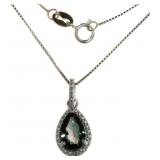Pear Cut 1.19 ct Mystic Topaz & Diamond Necklace
