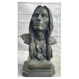 BRONZE NATIVE AMERICAN WITH WEATHERED FACE