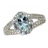 Beautiful Oval Aquamarine & Topaz Ring