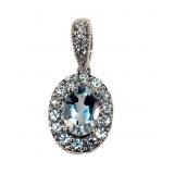 Beautiful Oval Aquamarine & Topaz Pendant