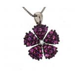Elegant Ruby & White Sapphire Flower Necklace