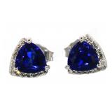 Trillion Cut 2.00 ct Sapphire Stud Earrings