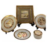 Gold Trim Plates, Picture & Jar