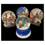 Christmas Peanuts Musical Snow Globe & (3) Plates