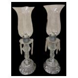 Pair Crystal Teardrop Lamps