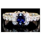 Platinum Natural Sapphire & Diamond Ring