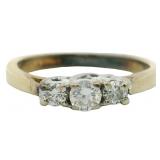 14kt Gold 1/5 ct Past Present Future Diamond Ring