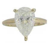 14kt Gold 2.86 ct Pear Cut Lab Diamond Ring