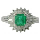 Platinum 4/5 ct Natural Emerald & Diamond Ring