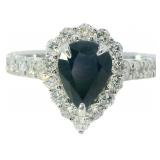 Pear Natural 2.27 Sapphire & Diamond Ring