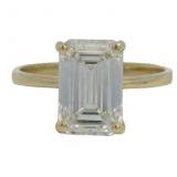 14kt Gold 3.37 ct Emerald Cut Lab Diamond Ring