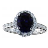 14kt Gold 2.82 ct Oval Sapphire & Diamond Ring