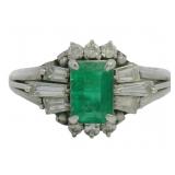 Platinum .97 ct Natural Emerald & VS Diamond Ring