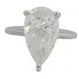 14kt Gold 4.01 ct Pear Cut Lab Diamond Ring