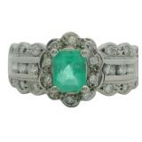 Platinum 1.01 ct Natural Emerald & Diamond Ring