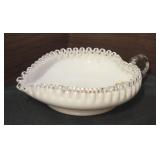 Fenton Silver Crest Heart Shaped Milk Glass Candy