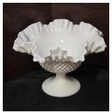Vintage Fenton White Hobnail Milk Glass Pedestal