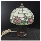 Tiffany- Stained Glass Table Lamp With a Rose