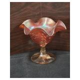Marigold Carnival Glass Compote