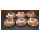 Set of Six Imperial Glass Marigold Prism & Daisy